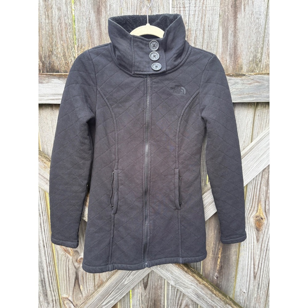 The North Face Quilted Full Zip Fleece Lined Jacket Black XS Granola Gorpcore